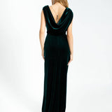 Slit Sleeveless Velvet Long Evening Dress