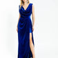 Slit Sleeveless Velvet Long Evening Dress