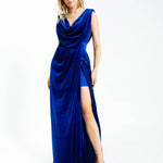 Slit Sleeveless Velvet Long Evening Dress