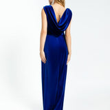 Slit Sleeveless Velvet Long Evening Dress - 1301