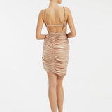 Bling Embroidered Draped Short Evening Dress