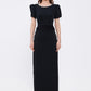 Stone Embroidered Long Black Evening Dress