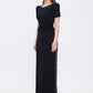 Stone Embroidered Long Black Evening Dress