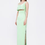 Stone Embroidered Strappy Long Evening Dress with Slits - 2006C