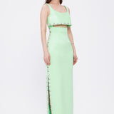 Stone Embroidered Strappy Long Evening Dress with Slits - 2006C