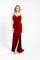 Rhinestone Embroidered Strappy Slit Long Velvet Evening Dress