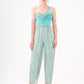 Stone Embroidered Strapless Collar Jumpsuit