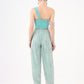 Stone Embroidered Strapless Collar Jumpsuit