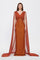 Stone Embroidered V-Neck Long Evening Dress