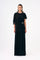 Stone Embroidery Detailed Half Sleeve Draped Long Evening Dress