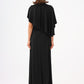 Stone Embroidery Detailed Half Sleeve Draped Long Evening Dress