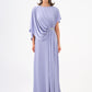 Stone Embroidery Detailed Half Sleeve Draped Long Evening Dress