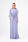 Stone Embroidery Detailed Half Sleeve Draped Long Evening Dress