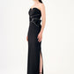 Stone Embroidery Detailed Strapless Collar Long Evening Dress