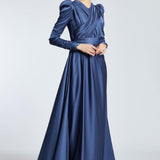 Straight Shoulder Cross Cut Detailed Long Evening Dress - 2100