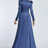 Straight Shoulder Cross Cut Detailed Long Evening Dress - 2100