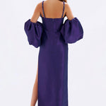 Strappy Embroidered Balloon Sleeves Long Evening Dress