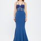 Strapless Bustier Detailed Crepe Evening Dress