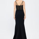 Strapless Bustier Detailed Crepe Evening Dress