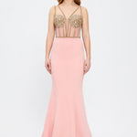 Strapless Bustier Detailed Crepe Evening Dress