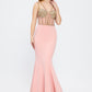 Strapless Bustier Detailed Crepe Evening Dress