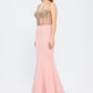 Strapless Bustier Detailed Crepe Evening Dress