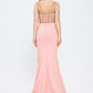 Strapless Bustier Detailed Crepe Evening Dress