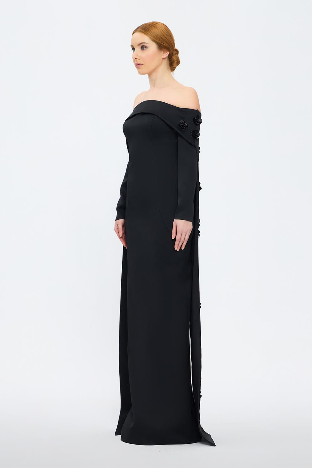 Strapless Collar Long Evening Dress