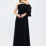 Strapless Collar Neck Strap Sleeveless Evening Dress