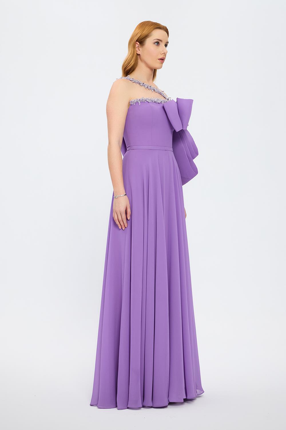 Strapless Collar Neck Strap Sleeveless Evening Dress