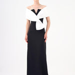 Shawl Strapless Collar Satin Long Evening Dress