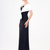 Shawl Strapless Collar Satin Long Evening Dress