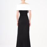 Shawl Strapless Collar Satin Long Evening Dress