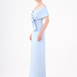 Shawl Strapless Collar Satin Long Evening Dress