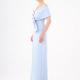 Shawl Strapless Collar Satin Long Evening Dress