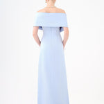 Shawl Strapless Collar Satin Long Evening Dress