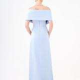 Shawl Strapless Collar Satin Long Evening Dress