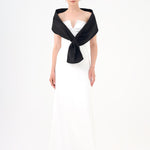 Shawl Strapless Collar Satin Long Evening Dress