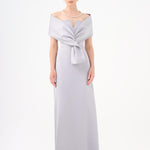 Shawl Strapless Collar Satin Long Evening Dress