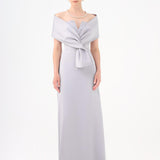 Shawl Strapless Collar Satin Long Evening Dress