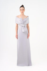 Shawl Strapless Collar Satin Long Evening Dress