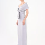 Shawl Strapless Collar Satin Long Evening Dress