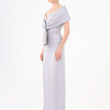 Shawl Strapless Collar Satin Long Evening Dress