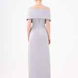 Shawl Strapless Collar Satin Long Evening Dress