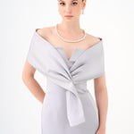 Shawl Strapless Collar Satin Long Evening Dress