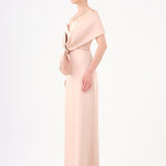 Shawl Strapless Collar Satin Long Evening Dress