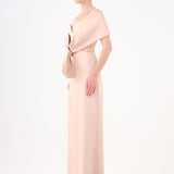 Shawl Strapless Collar Satin Long Evening Dress