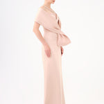 Shawl Strapless Collar Satin Long Evening Dress