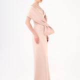 Shawl Strapless Collar Satin Long Evening Dress