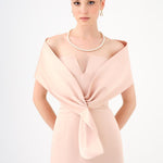 Shawl Strapless Collar Satin Long Evening Dress